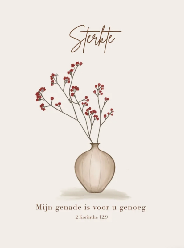 Christelijke bemoedigingskaart | Sterkte | Mijn genade is voor u genoeg | 2 Korinthe 12:9