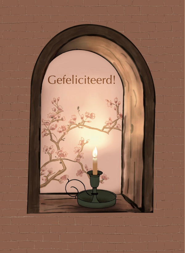 Gefeliciteerd kaart met kaars – Christelijke wenskaart