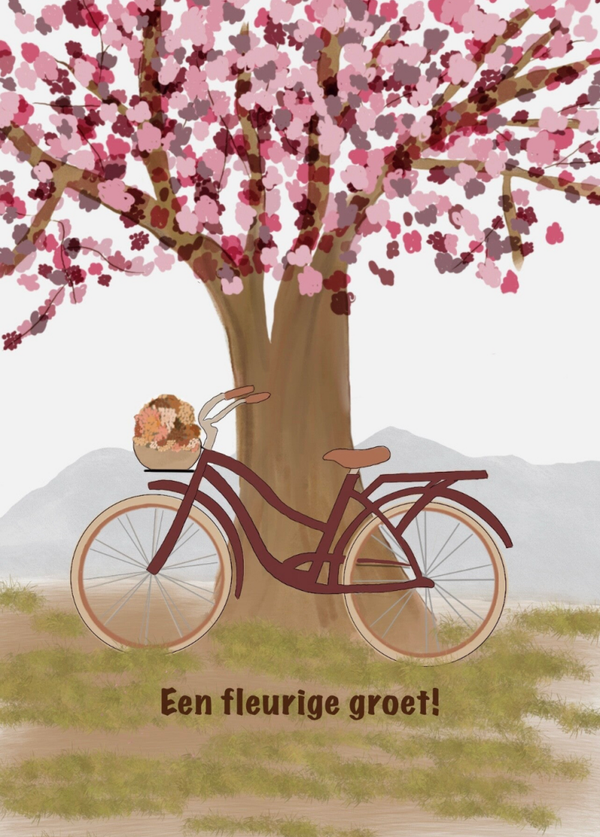 Wenskaart Een fleurige groet – Vrolijke wenskaart
