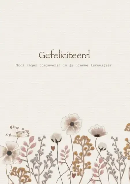 Christelijke gefeliciteerd kaart met bloemen – Wenskaart
