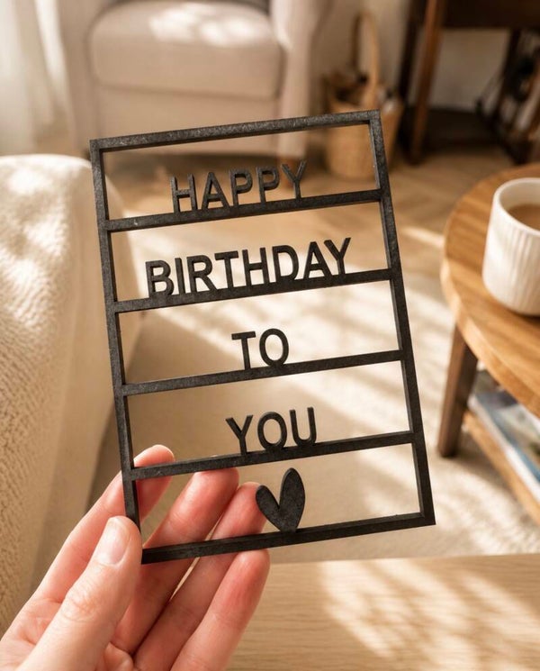 Houten kaart “Happy Birthday to You” – met hartje