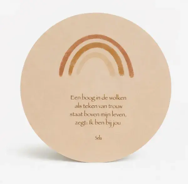 Christelijke wanddecoratie “Een boog in de wolken” – Christelijke bijbeltekst | Muurcirkel 25 cm