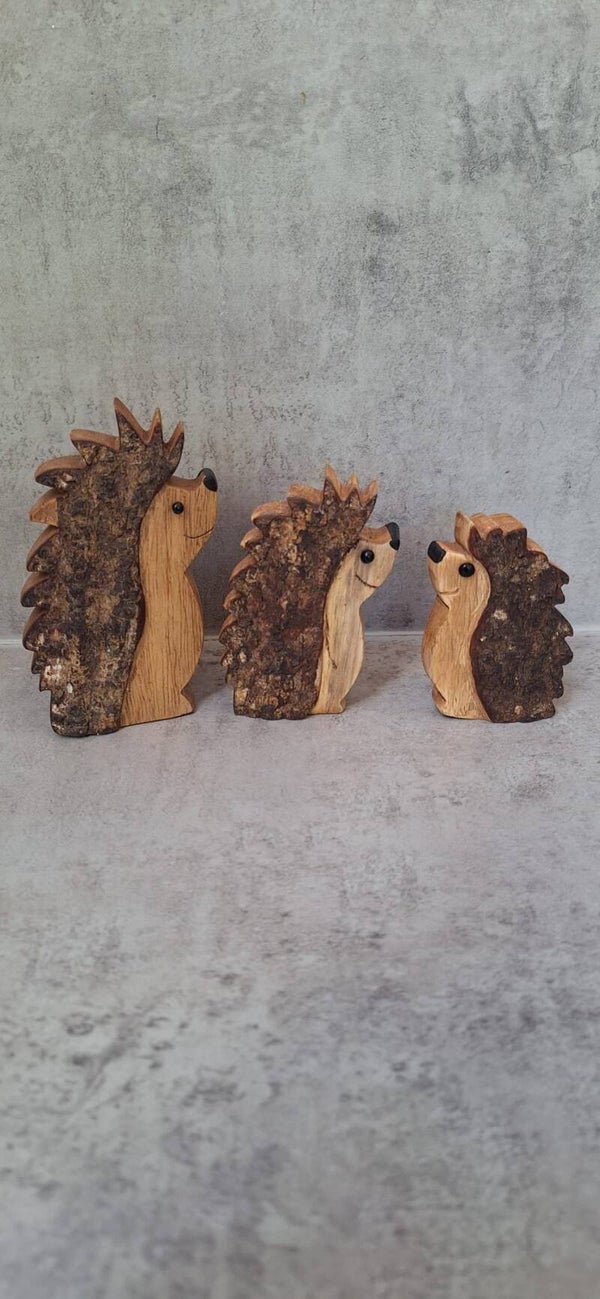 Houten familie egel.