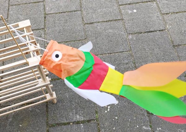 Windvanger Oranje vis met regenboog staart