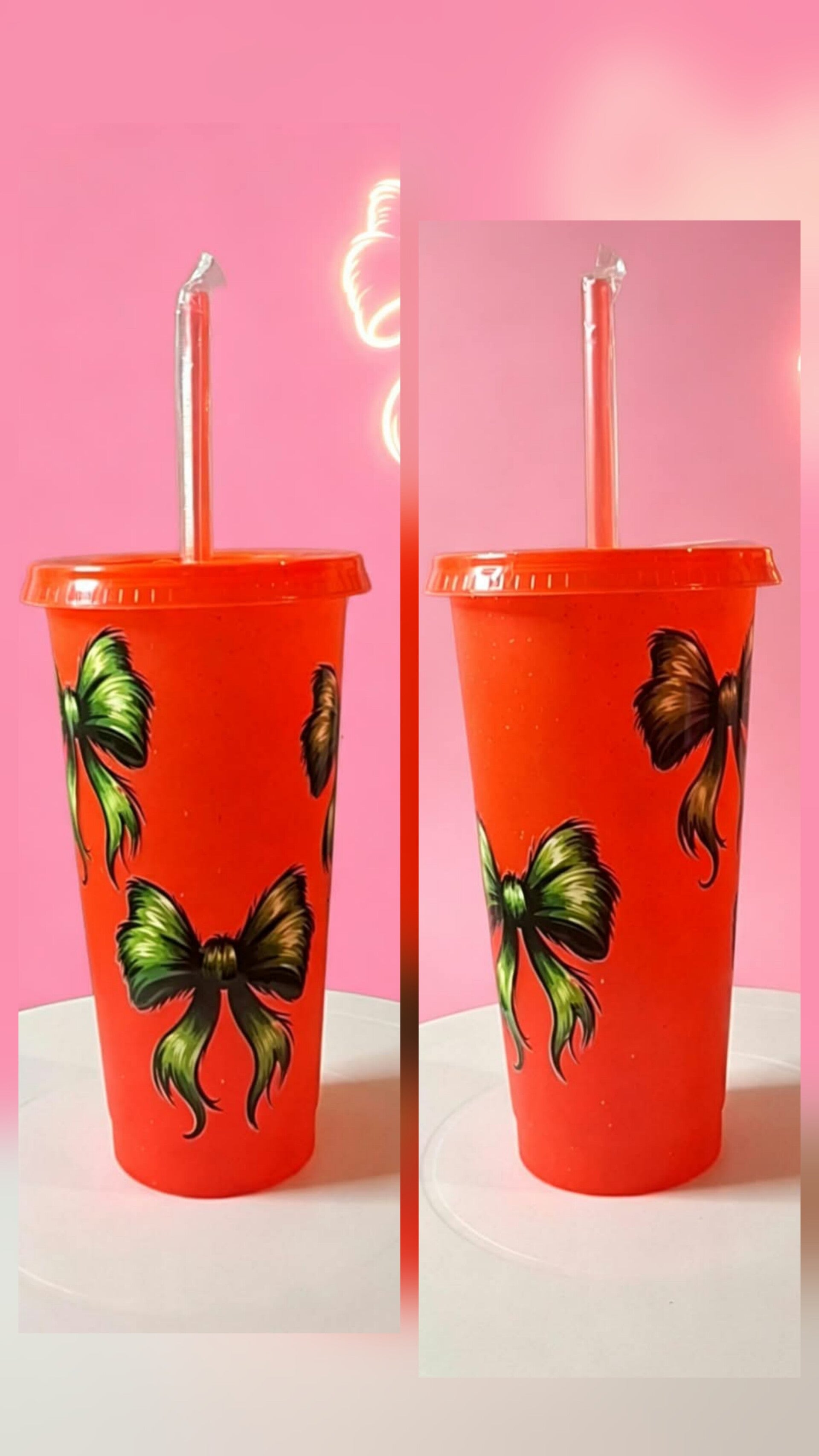 Plastic cups with straw