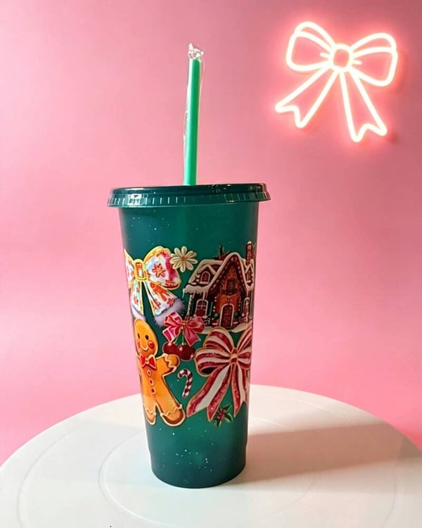 Plastic cup with straw