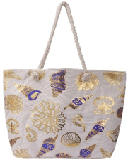 Strandtas met schelpen print