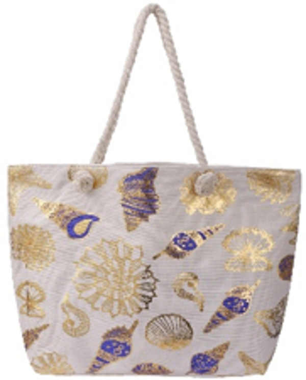Strandtas met schelpen print