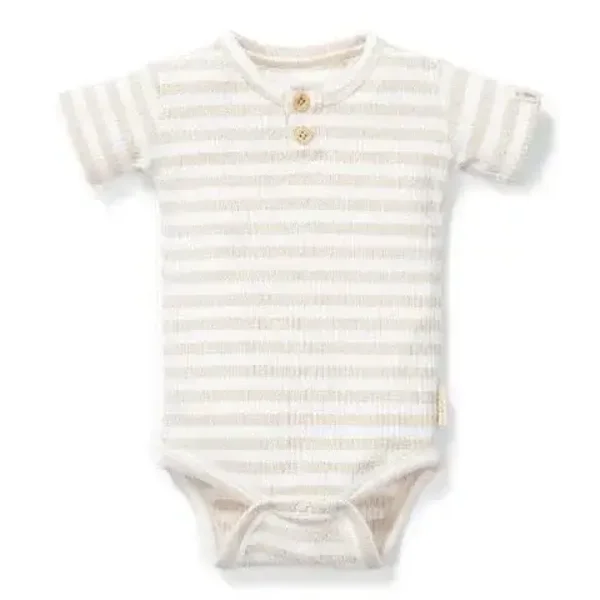 123. Little dutch Romper korte mouw - Zand - Newborn Naturals maat 56