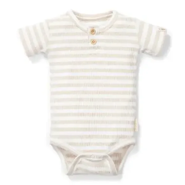 Little dutch Romper korte mouw - Zand - Newborn Naturals