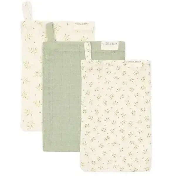 140. Little dutch Washandjes set - Groen - Essentials - Blueberry Leaves