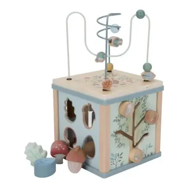 128. Little dutch Houten activiteitenkubus - Blauw - Forest Friends