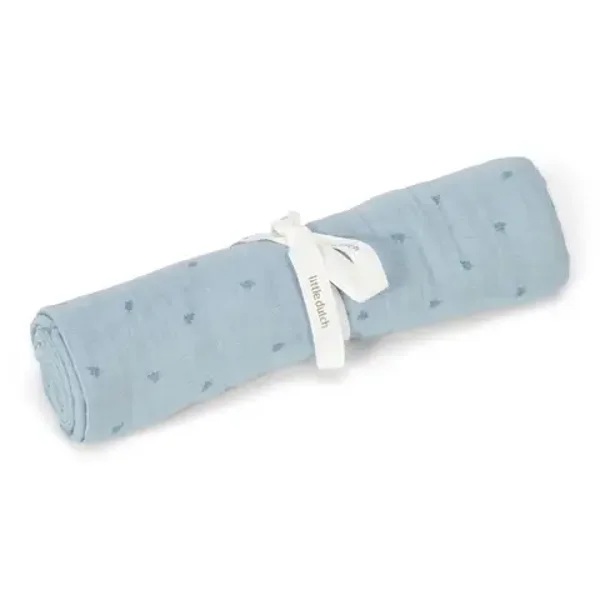Little dutch Swaddle - Blauw - 120 cm - Essentials