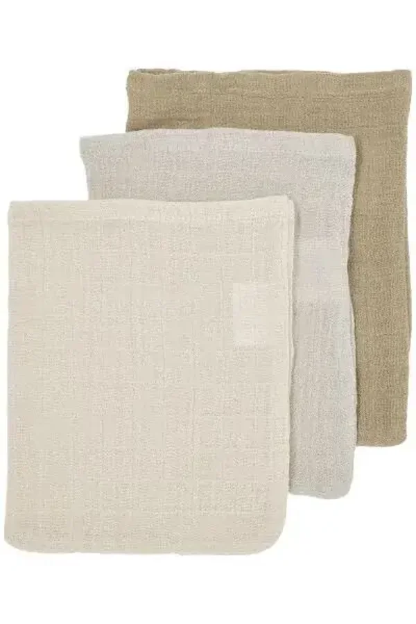 54. Meyco WASHANDJES 3-PACK HYDROFIEL UNI - SOFT SAND/GREIGE/TAUPE - 20X17CM