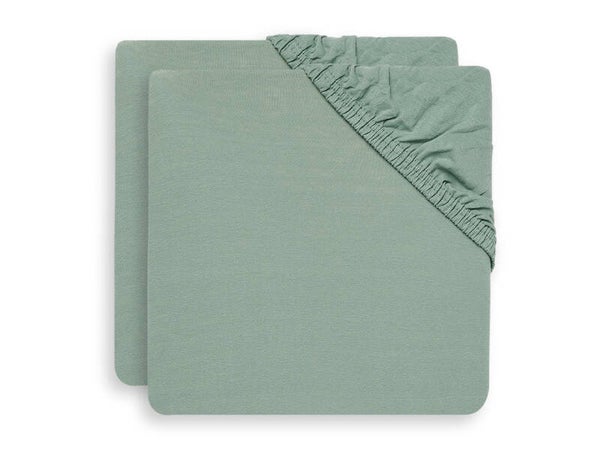 Jollein Hoeslaken Ledikant Jersey 60x120cm - Ash Green - 2 Stuks