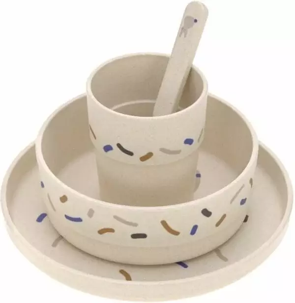 40. Lassig Bordenset (bord, kom, mok, lepel), Little Mateys Koningsblauw