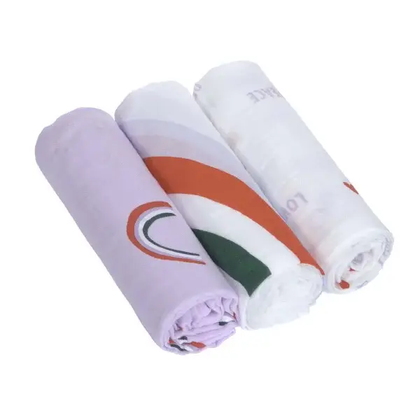 100. Lassig Heavenly soft Swaddle L (3 pcs) - Happy Rascals, lavender 80x80