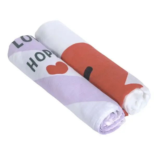 100. Lassig Heavenly soft Swaddle XL (2 pcs) - Happy Rascals, lavender 120x120