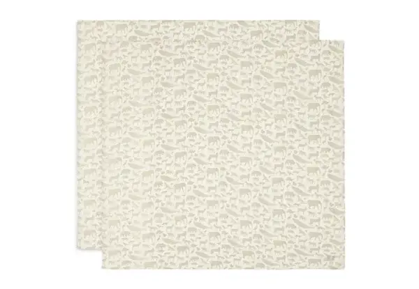 75. Jollein Hydrofiele Doek Large 115x115cm Animals - Olive Green - 2 Stuks