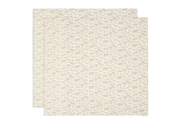 Jollein Hydrofiele Doek Large 115x115cm Animals - Olive Green - 2 Stuks