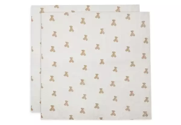 40. Jollein Hydrofiele Doek Large 115x115cm Teddy Bear- 2 Stuks