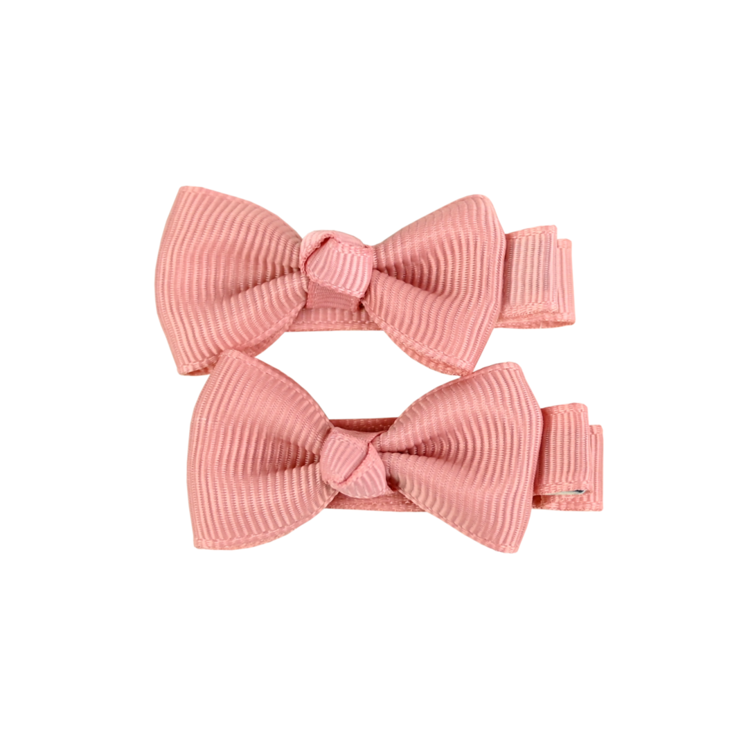 BL - Hair Clips - Mini Bows - Dusty Pink