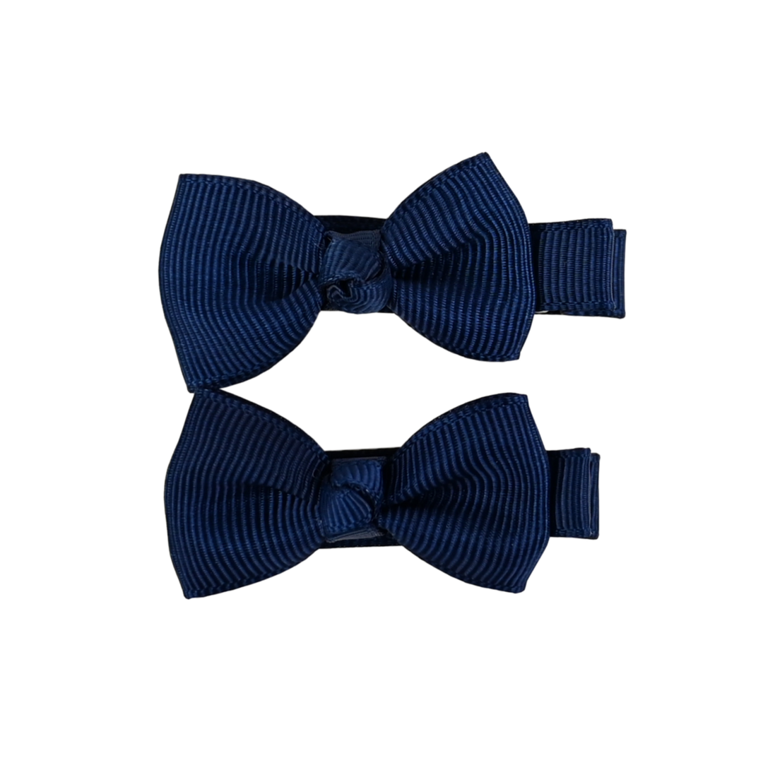 BL - Hair Clips - Mini Bows - Dark Blue