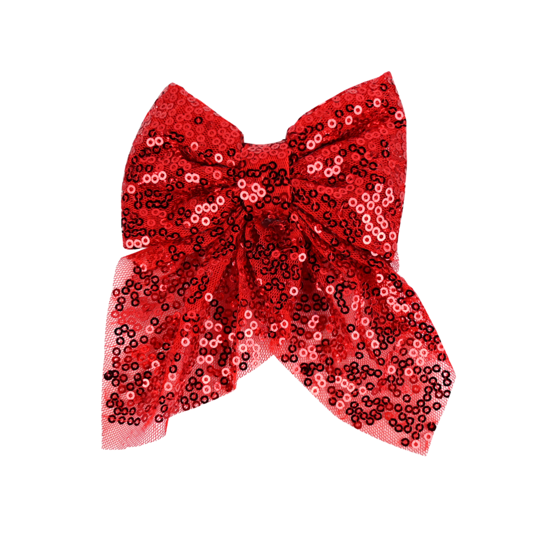 BL - Hair Clip - Sequin Bow - Red