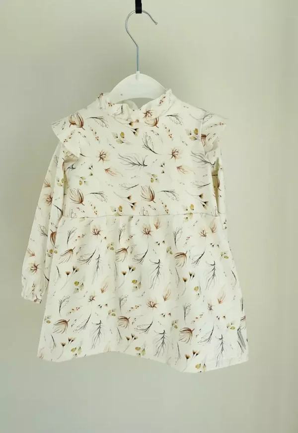 HANDMADE JURKJE flowers oker + haarband maat 80