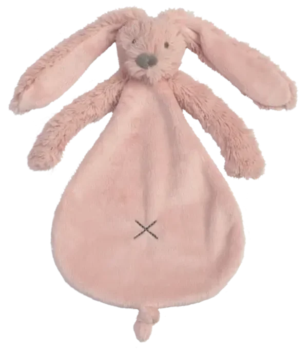 135. Old pink Rabbit Richie knuffeldoekje incl borduurwerk
