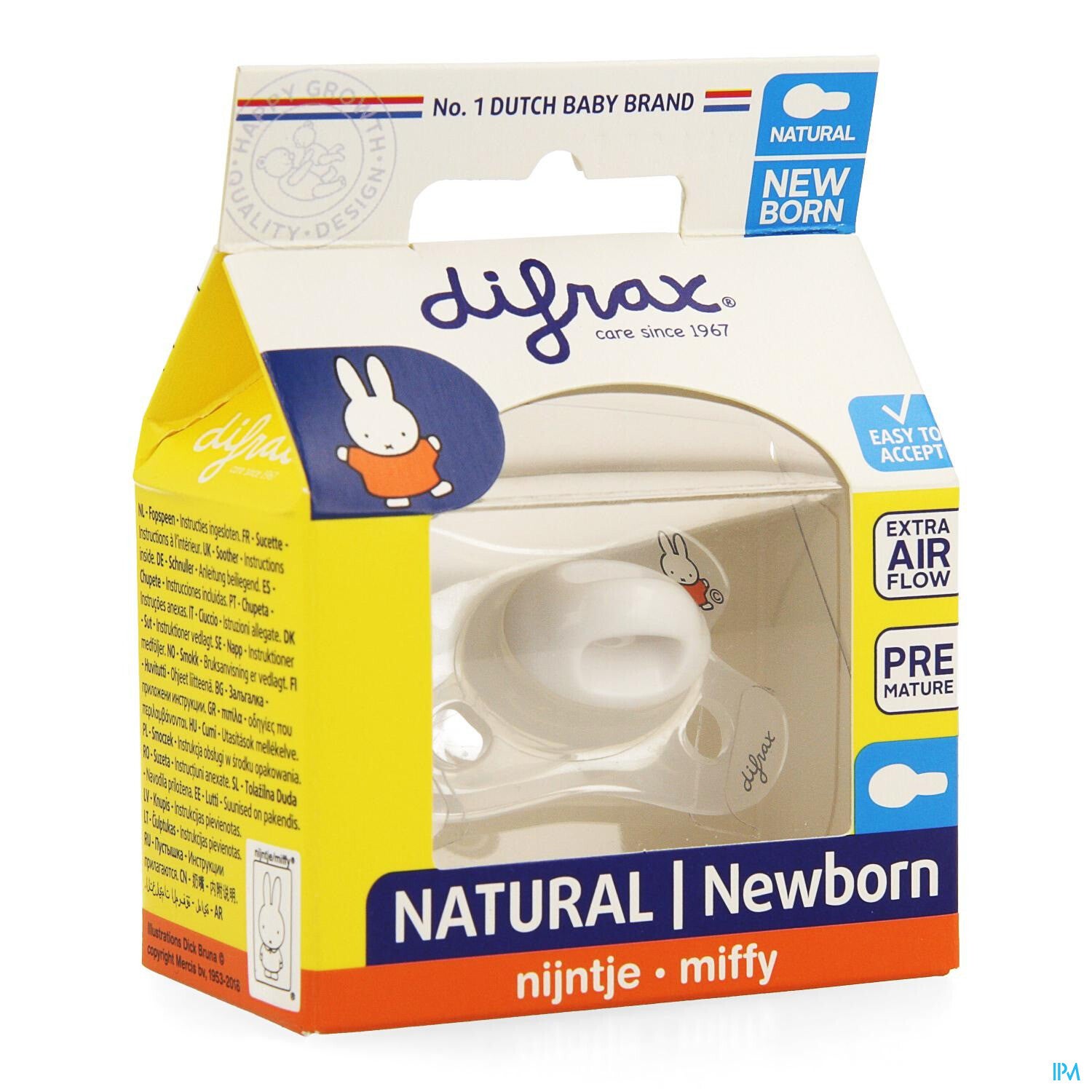 Difrax Fopspeen Natural 0+ mnd nijntje