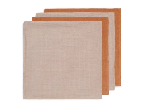 Jollein Hydrofiele Doek Small 70x70cm Bamboe Katoen - Caramel - 4 Stuks