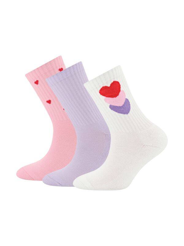 Ewers Tennissokken 3-pack hartjes/ribbels