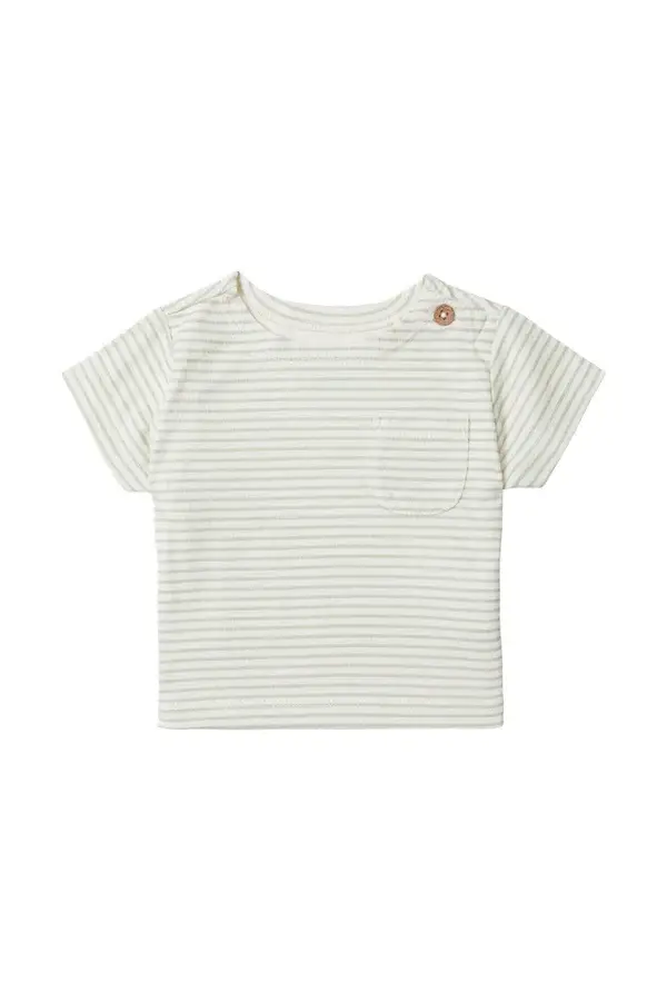 120. Noppies t-shirt boys met groen streepje maat 86
