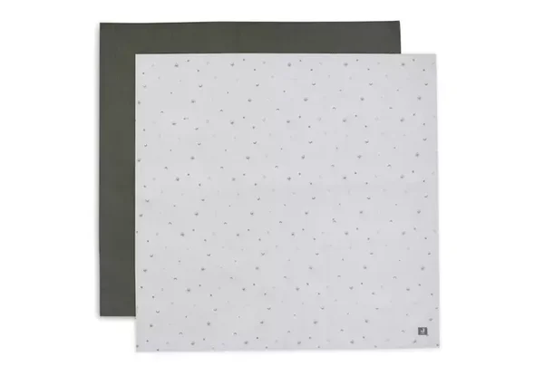 7. Jollein Hydrofiele Doek Large 115x115cm Stargaze - Leaf Green - 2 Stuks