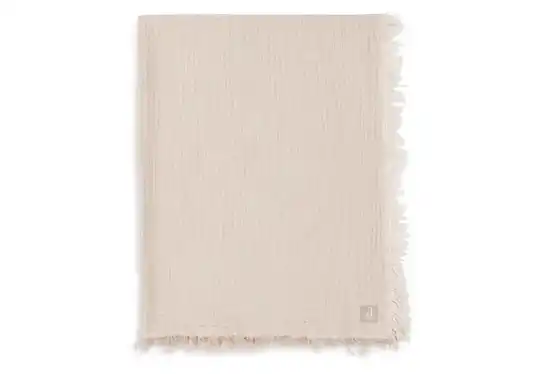 Jollein Deken Ledikant 120x120cm Fringe Stripe - Biscuit/Ivory - GOTS