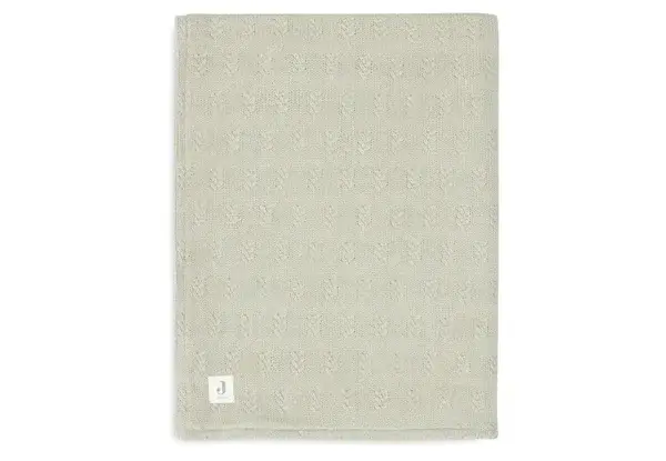 133. Jollein Deken - Grain Knit - Velvet 100x150cm olive green incl borduurwerk