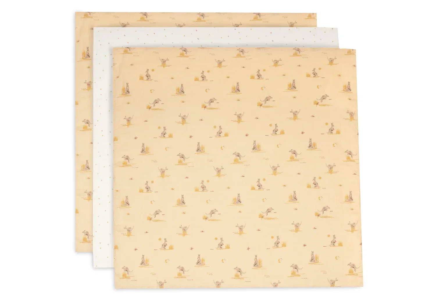 jollein Hydrofiele Doek Small 70x70cm - Kangaroots - 3 Stuks