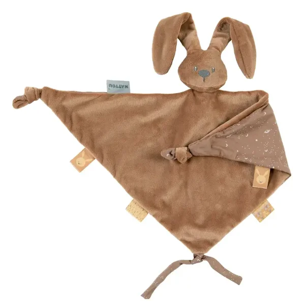 Nattou lapidou Maxi Knuffeldoekje Doudou Konijn - mokka