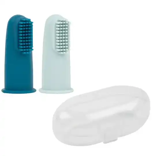 90. Nattou Set Baby Tandenborstels 2 Stuks Silicone blauw
