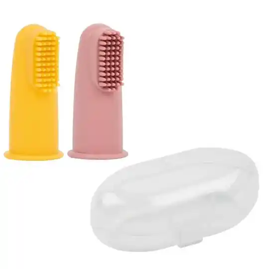 93. Nattou Set Baby Tandenborstels 2 Stuks Silicone roze