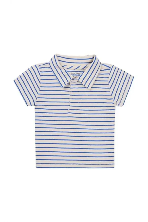 123. Noppies Baby Poloshirt Okaya - Stripe pattern Medium Grey maat 62
