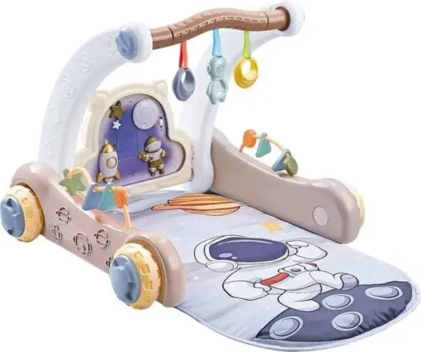 128. Eco Toys Blauw 2-in-1 Activiteiten Speelkleed en Looptrainer