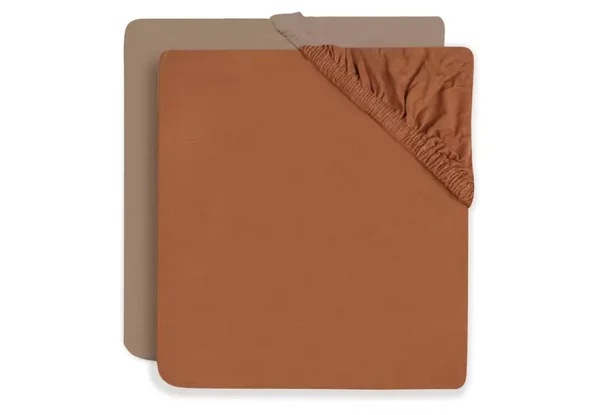 Jollein Hoeslaken Jersey 60x120cm - Caramel/Biscuit - 2 Stuks
