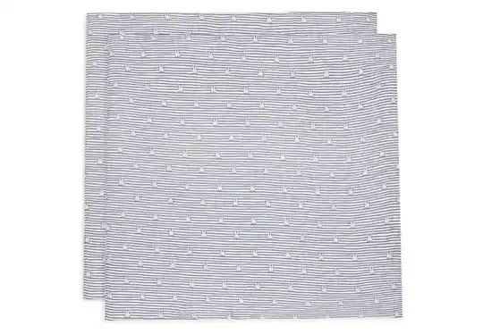90. Jollein Hydrofiele Doek Large 115x115cm Miffy Stripe - Navy - 2 Stuks