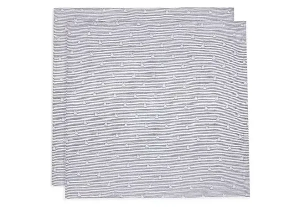 138. Jollein Hydrofiele Doek Large 115x115cm Miffy Stripe - Navy - 2 Stuks