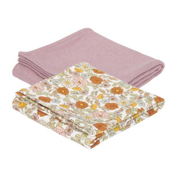 Little dutch Swaddle doeken 70 x 70 Vintage Little Flowers/Pure Mauve
