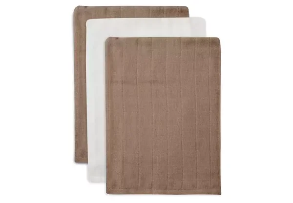 7. Jollein 3 pack wash cloth Bamboo biscuit/ivory