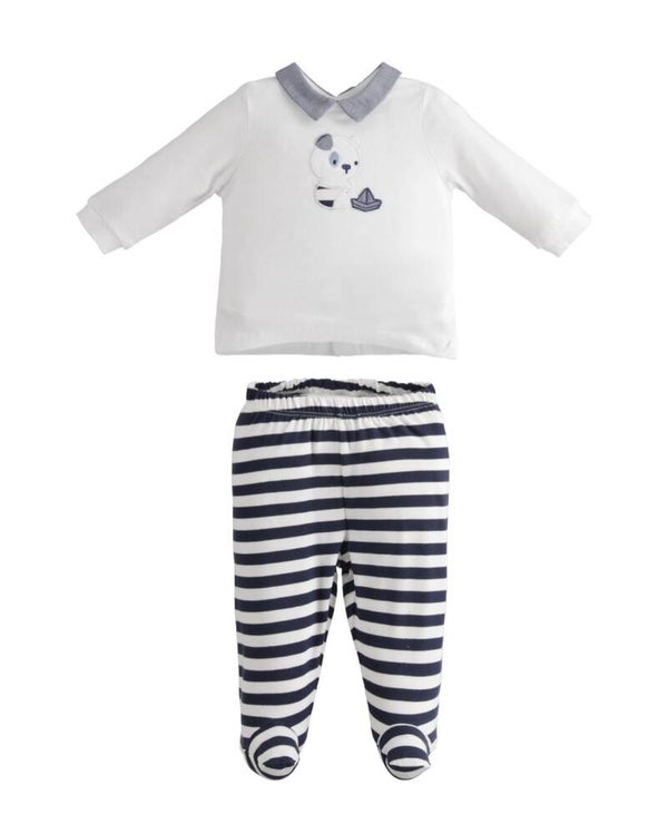 2 piece set hondje/streepjes 6 MAAND