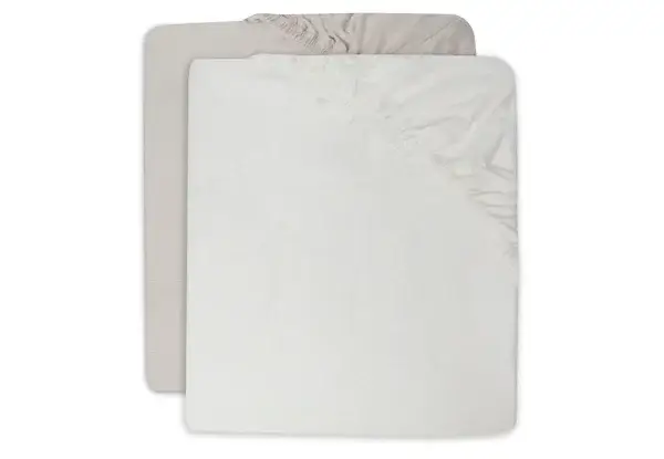 138. Jollein Hoeslaken Jersey 60x120cm - Ivory/Nougat - 2 Stuks